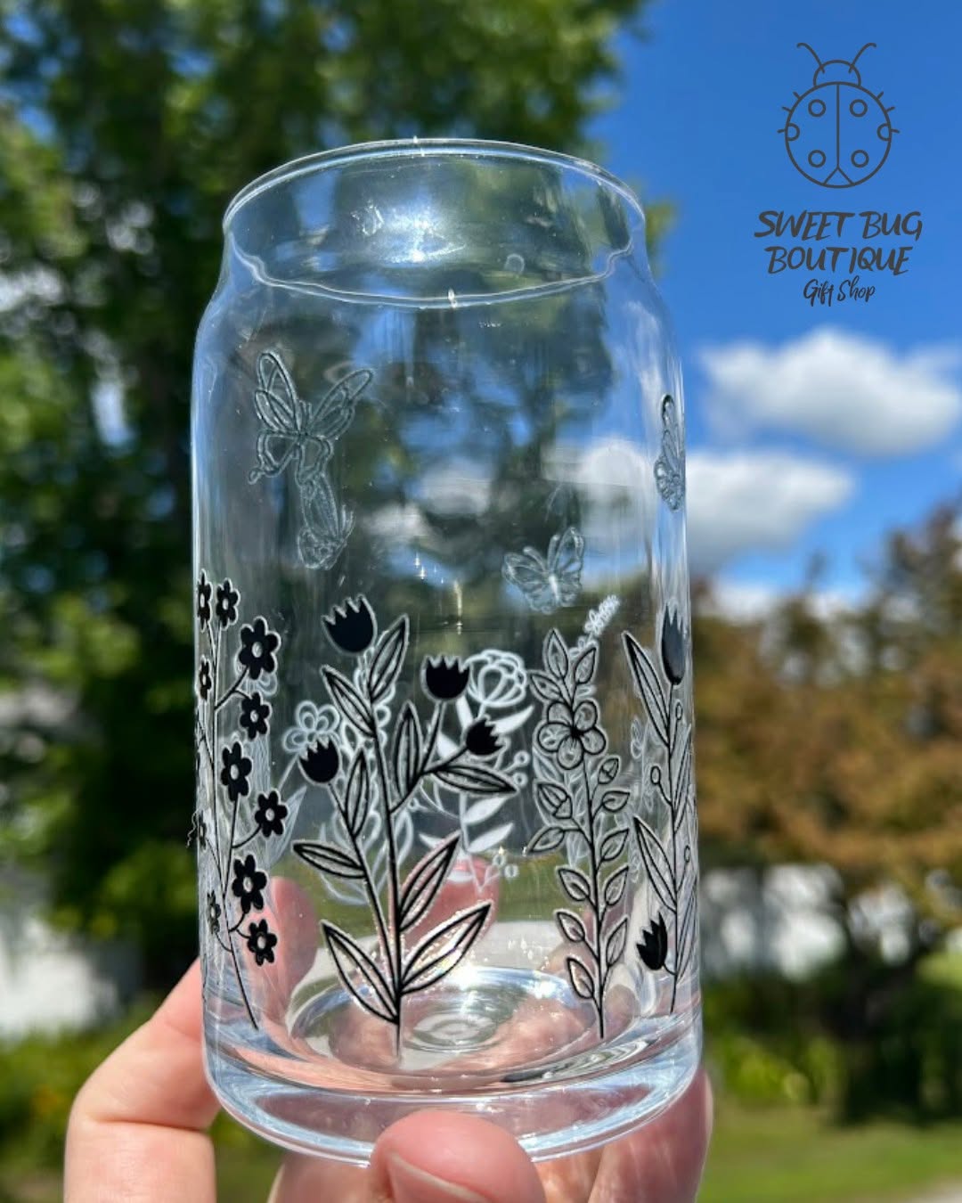 Glass Cup with Decals