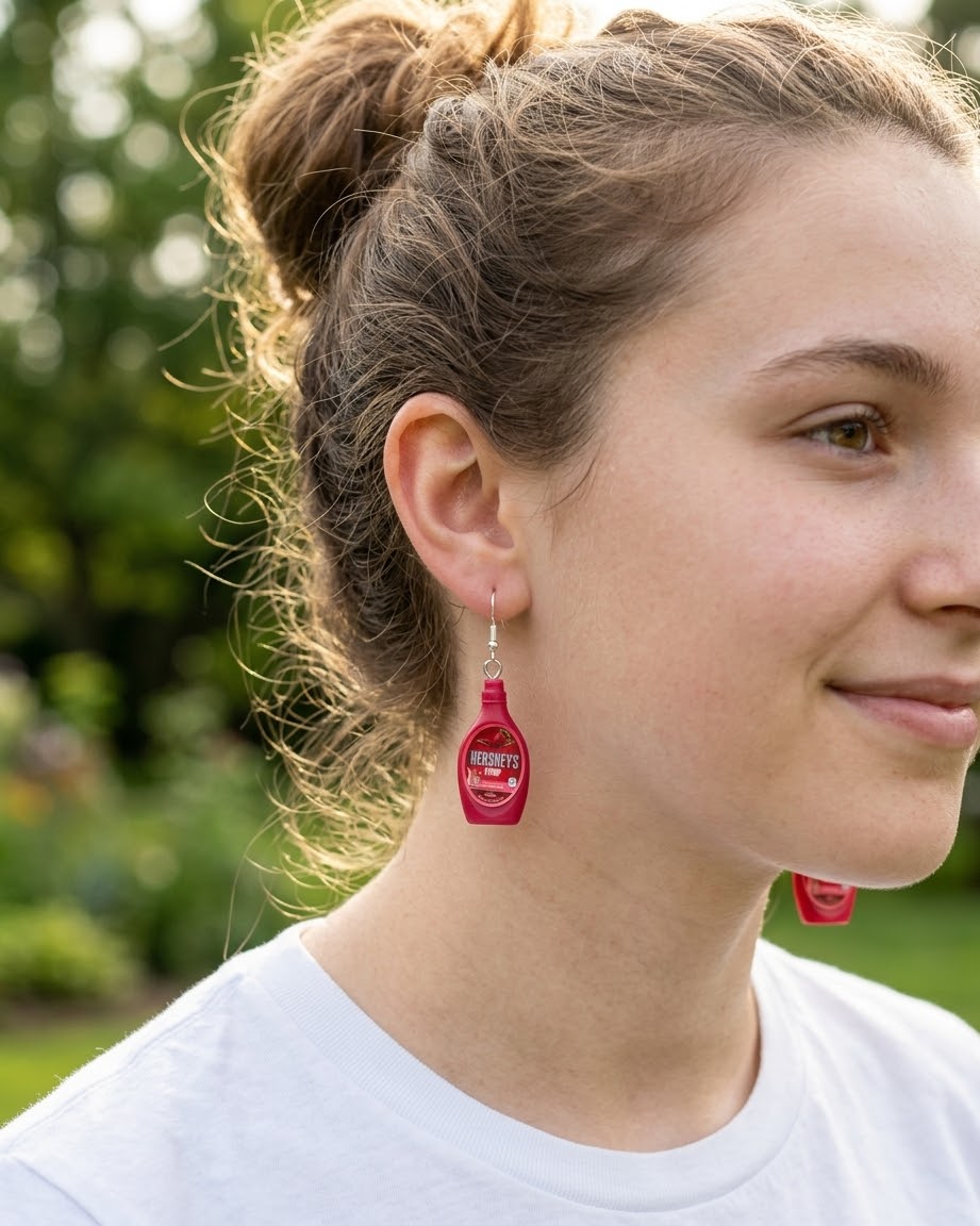Mini Food Earrings Strawberry Syrup