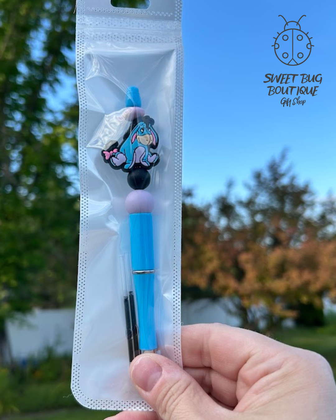 Pen with Decorative Beads Blue