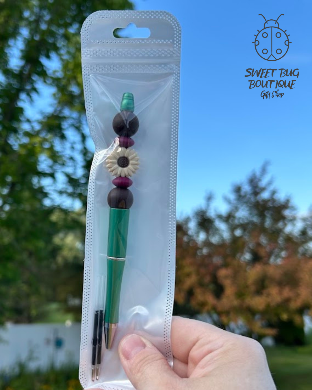 Pen with Decorative Beads Florals