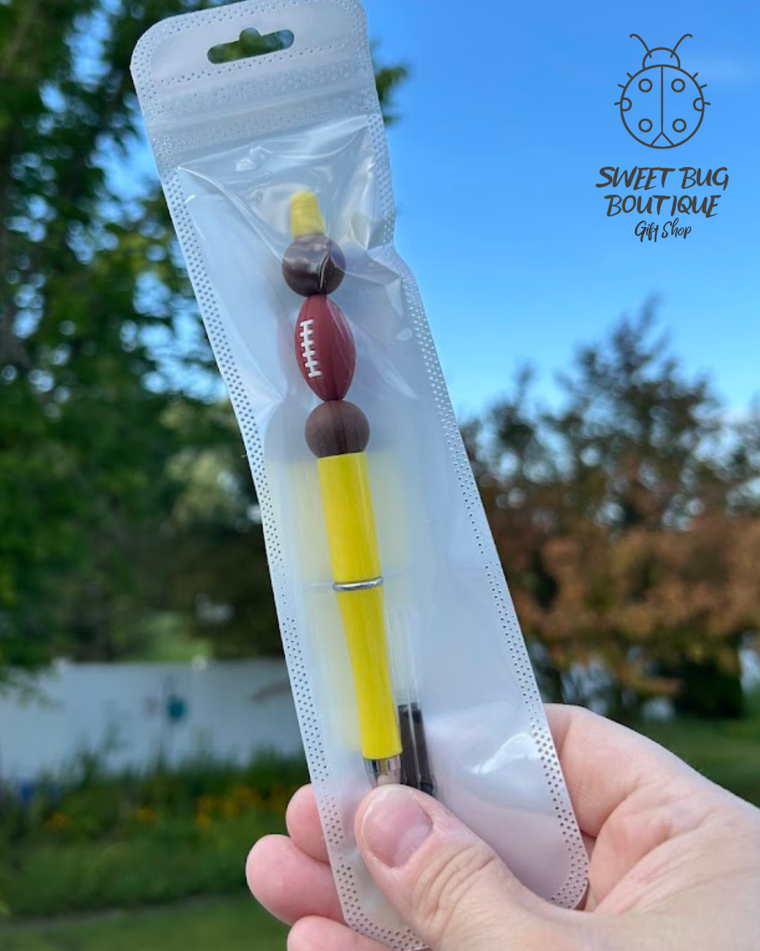 Pen with Decorative Beads Football