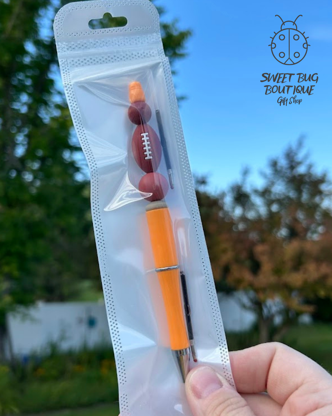 Pen with Decorative Beads Football