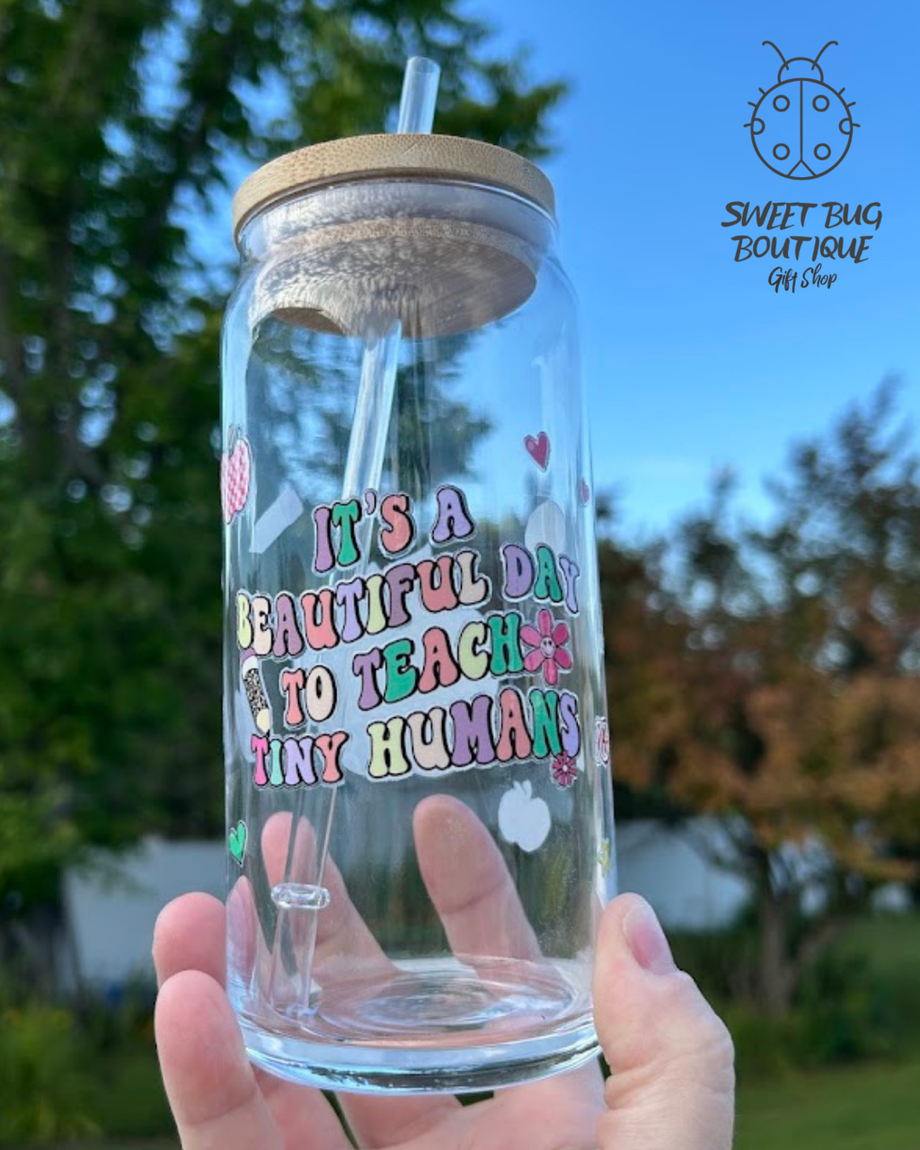 Glass Cup with Decals