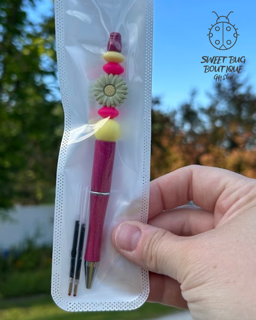 Pen with Decorative Beads Florals