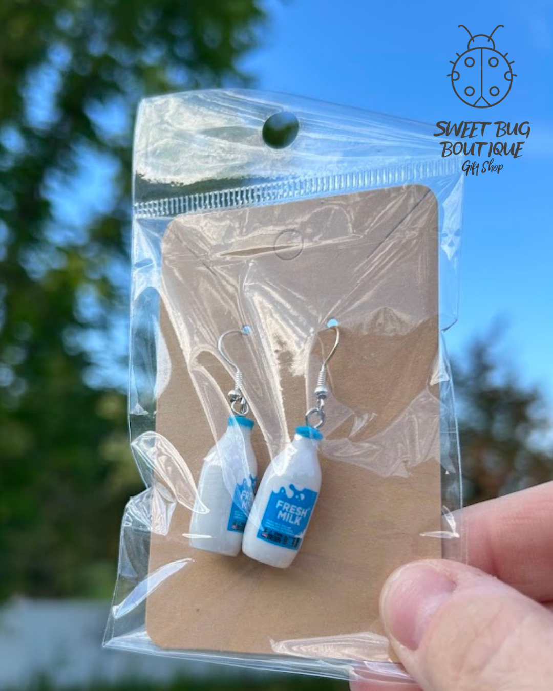 Mini Food Earrings Milk