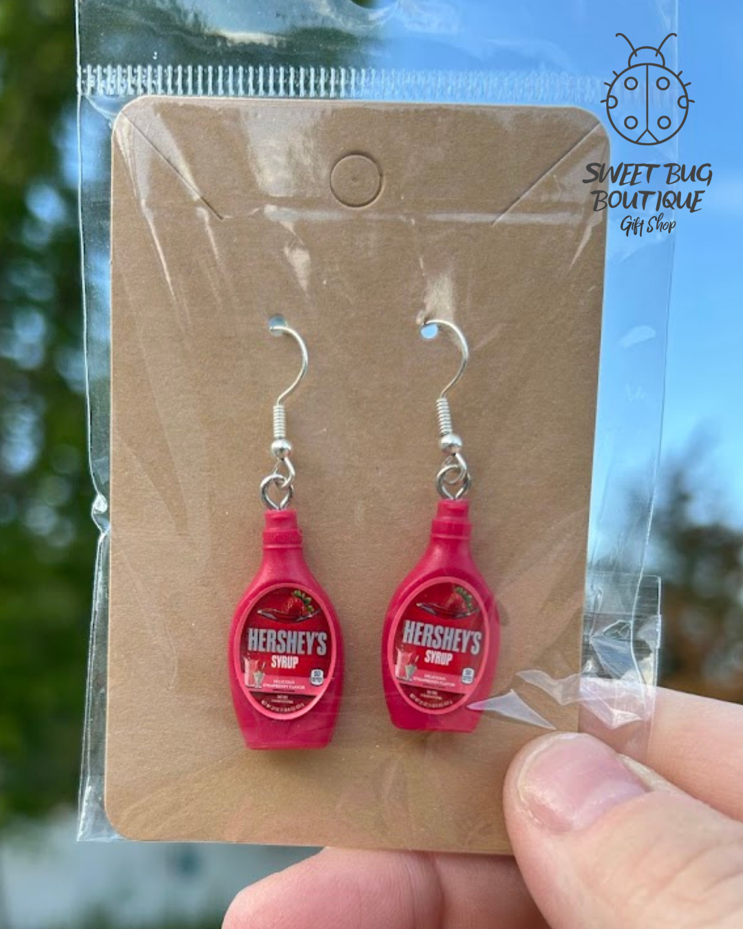Mini Food Earrings Strawberry Syrup