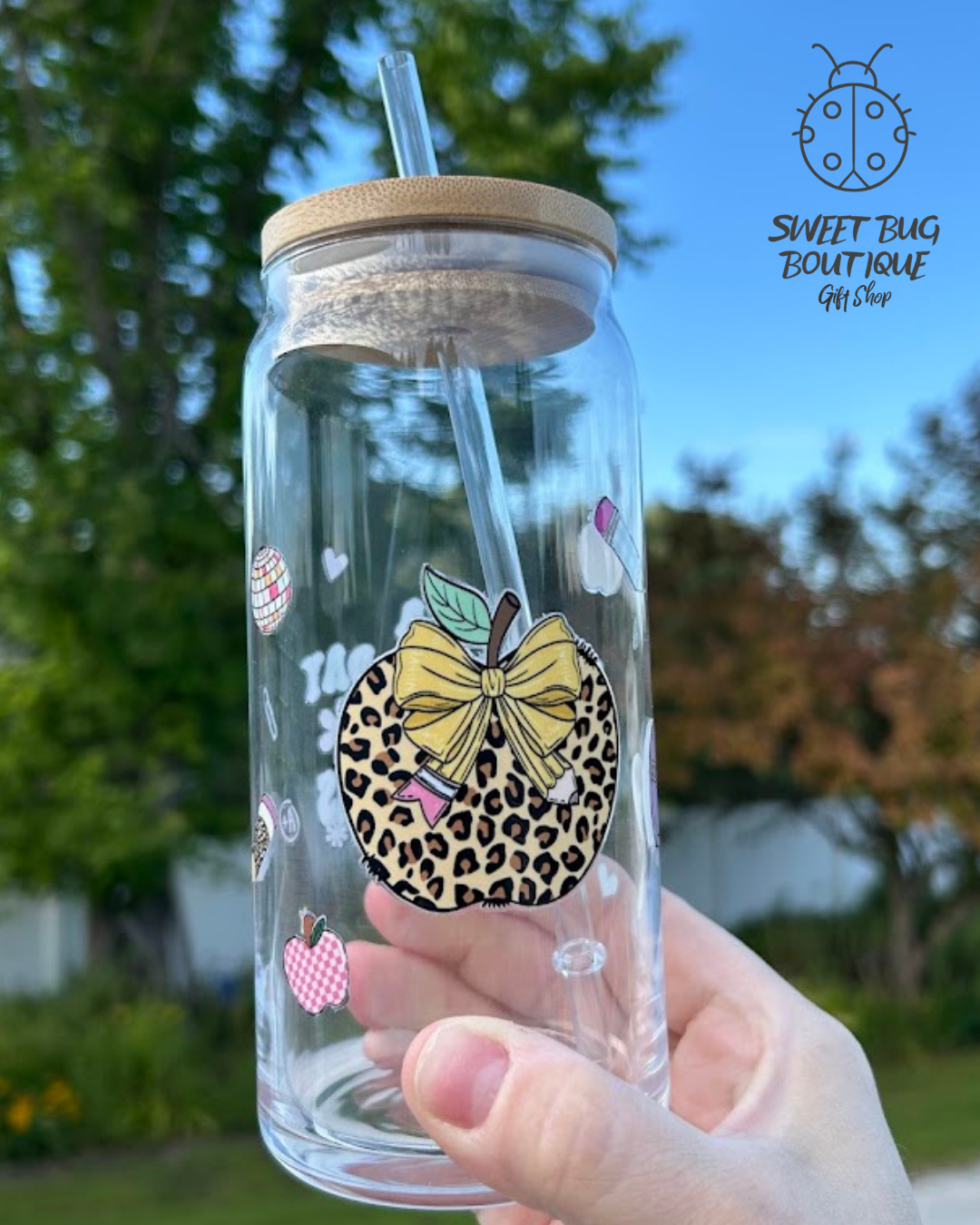 Glass Cup with Decals
