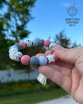 Keychain Bracelet Pink, Grey, Terrazzo