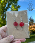 Earrings Red Mini Circles and Moons