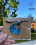 Necklace with Handmade Pendent Blue Wave Resin