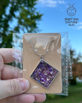 Necklace with Handmade Pendent Purple Glitter