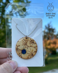 Necklace with Handmade Pendent Wood with Blue Resin